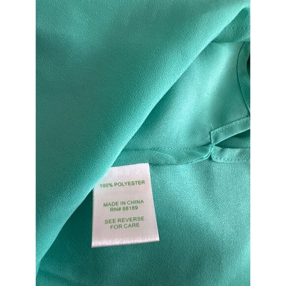 Lilly Pulitzer Womens Ruffled Neck Blouse Size Large Green long sleeve - Picture 4 of 4